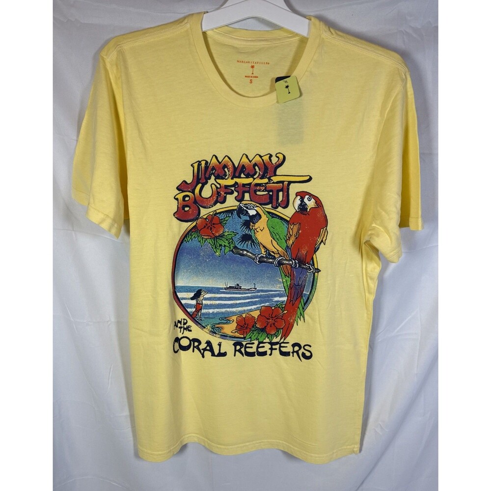 Margaritaville Jimmy Buffet & The Coral Reefers Mens T-Shirt Lmn Meringue Size S